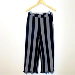 Abbeline Black and white stripped fringe pants size M